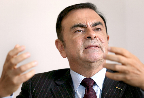 日産自動車のカルロス・ゴーンCEO=2014年3月31日、横浜市西区の日産自動車グローバル本社、上田潤撮影