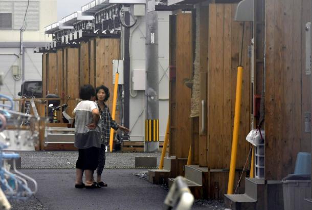 益城町の仮設住宅で