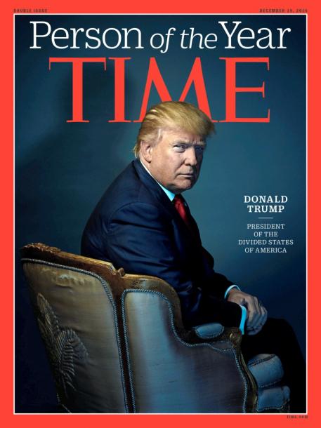 タイム誌の表紙を飾ったトランプ米次期大統領。タイム誌提供=ロイター