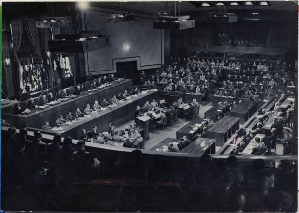 東京裁判の法廷=1948年
