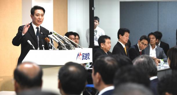 民進党両院議員総会で話す前原誠司代表=28日午後2時2分、東京・永田町20170928