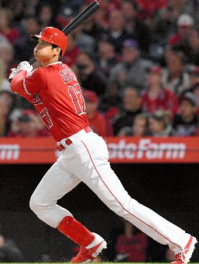 3試合連続で本塁打を放った大谷=4月6日